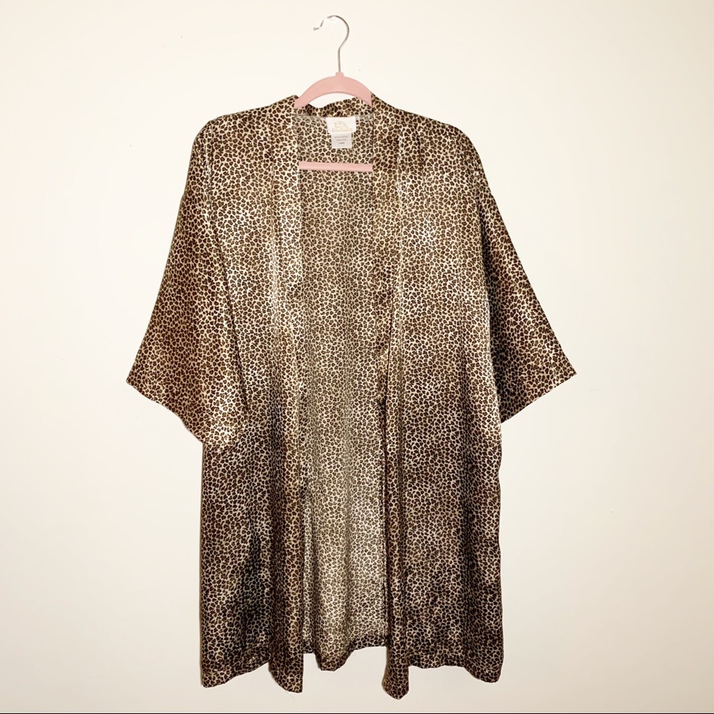 🌸L.A. INTIMATES Vintage Satin Cheetah Kimono Robe